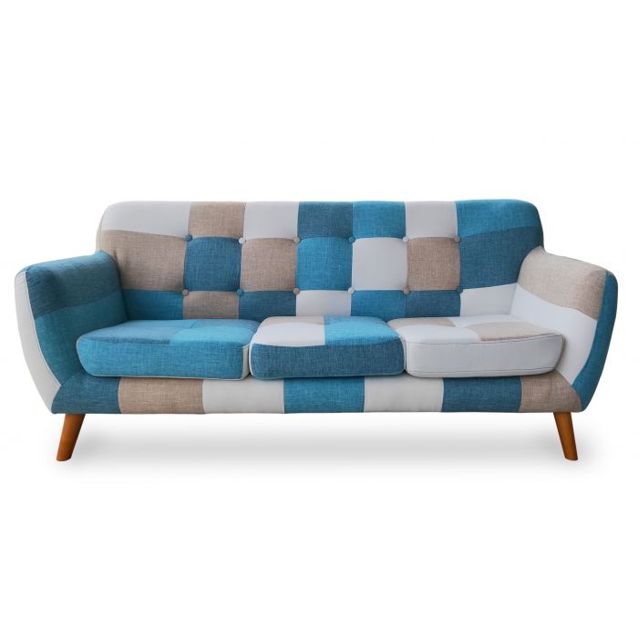 Bombay Skandinavisches 3-Sitzer Sofa Bunt & Blau